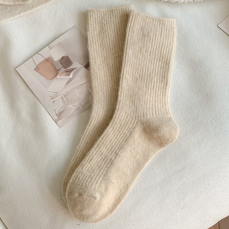 Autumn And Winter Solid Color Wool Socks