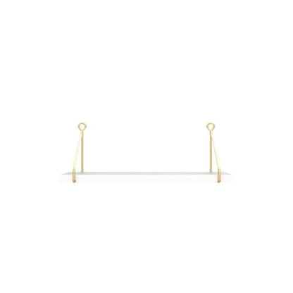 Afuly Wide Floating Shelves White Wood Wall Shelf with Gold Bracket Large Wall Organizer 12 inch Deep Storage Shelves for Bedroom, Bathroom, Living
