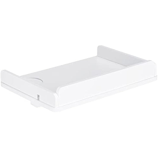 Navaris Clip-on Bedside Shelf - Clamping Hanging Bamboo Shelf for Bed Frame - Small Bed-Side Table Tray for Books, Phones, Chargers - White Finish