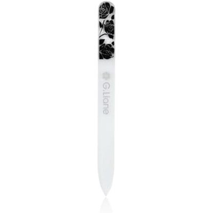 G.Liane Crystal Glass Nail File Professional Double Sided Etched Crystal Nail Files Set for Nail Art & Nail Care Alternative to Metal Nail Files Emery Boards & Buffer (Rose Black)