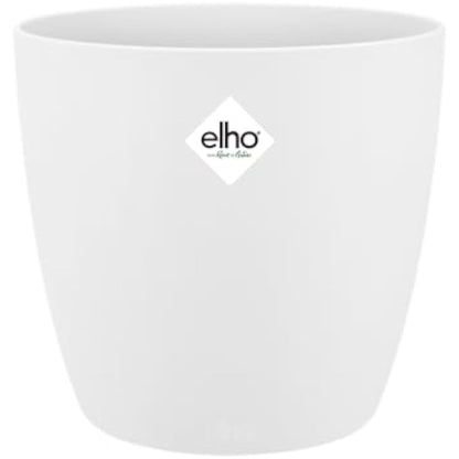elho Brussels Round 22 - Flower Pot for Indoor - 100% Recycled Plastic - Ø 22.3 x H 20.6 cm - White/White