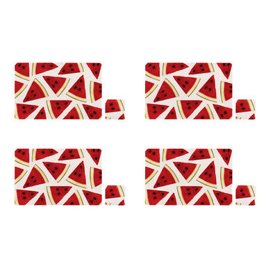 Set Of Four Watermelon Placemats And Coasters