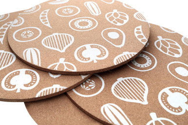 Besa Set Of Four Cork Round Placemats