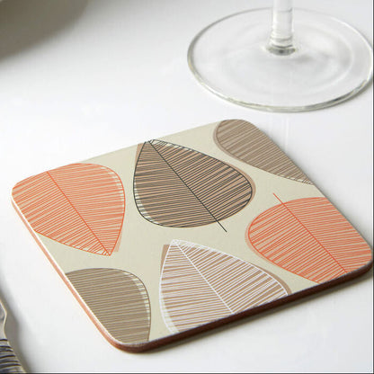 Orange Leaf Set Of Four Coasters