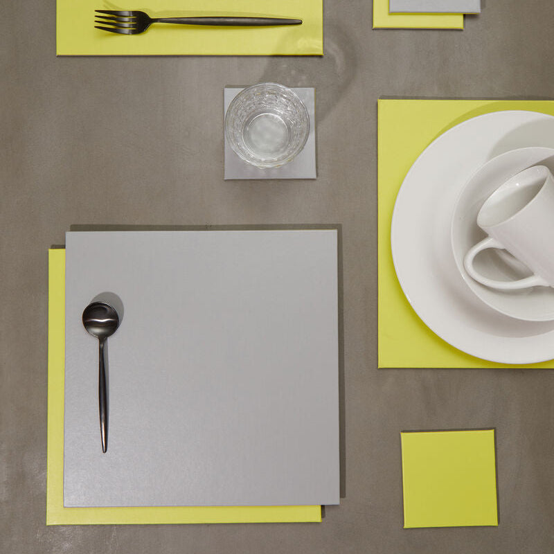Geome Reversible Grey and Green Placemat and Coaster Set of 4