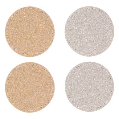 Geome Set of 4 Reversible Gold And Silver Glitter Coasters