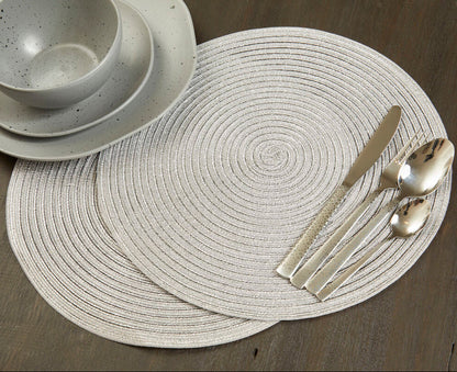 Alice Round Silver Thread Woven Placemat