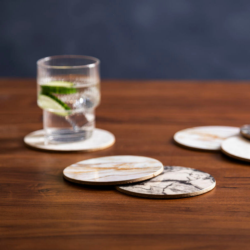 Mimo  6Pc Marble Effect Assorted Cork Coasters