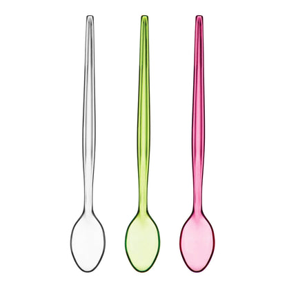 Summer Set Of Six Pink Plastic Sundae Spoons