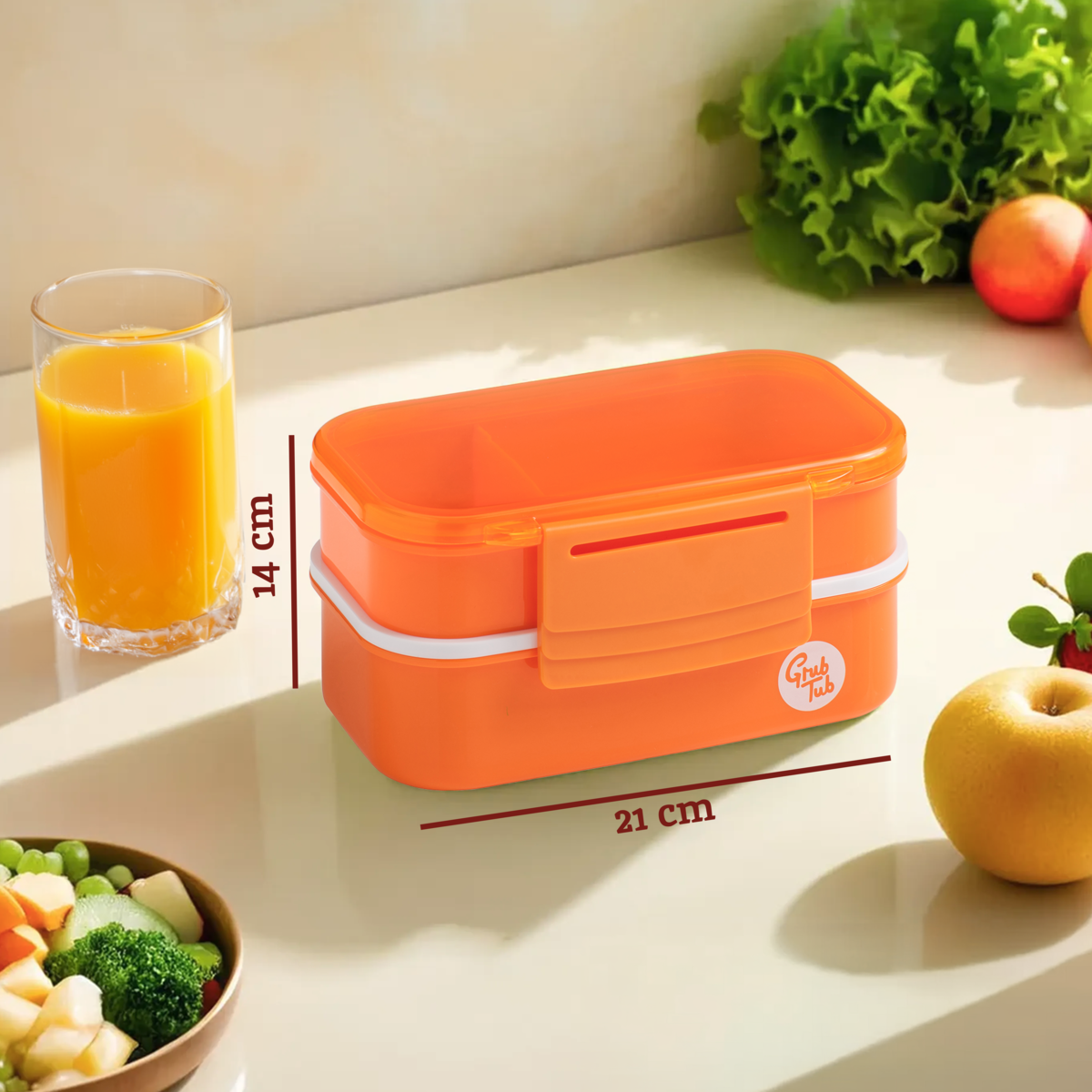 Grub Tub Orange 2 Tier Lunch Box