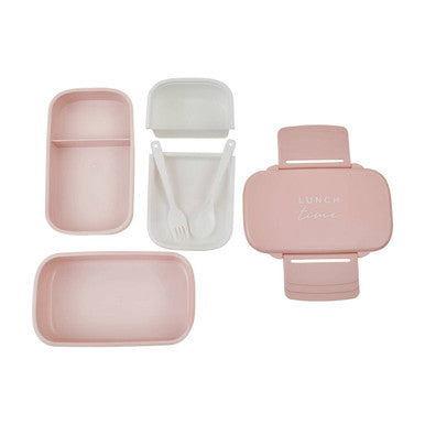 Grub Tub Light Pink Lunch Box With Cutlery