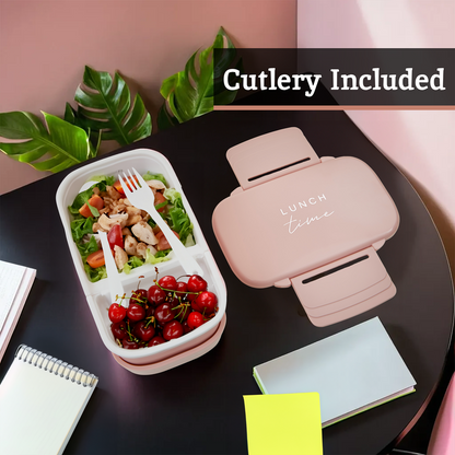 Grub Tub Light Pink Lunch Box With Cutlery