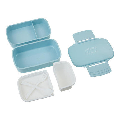 Grub Tub Light Blue Lunch Box With Cutlery