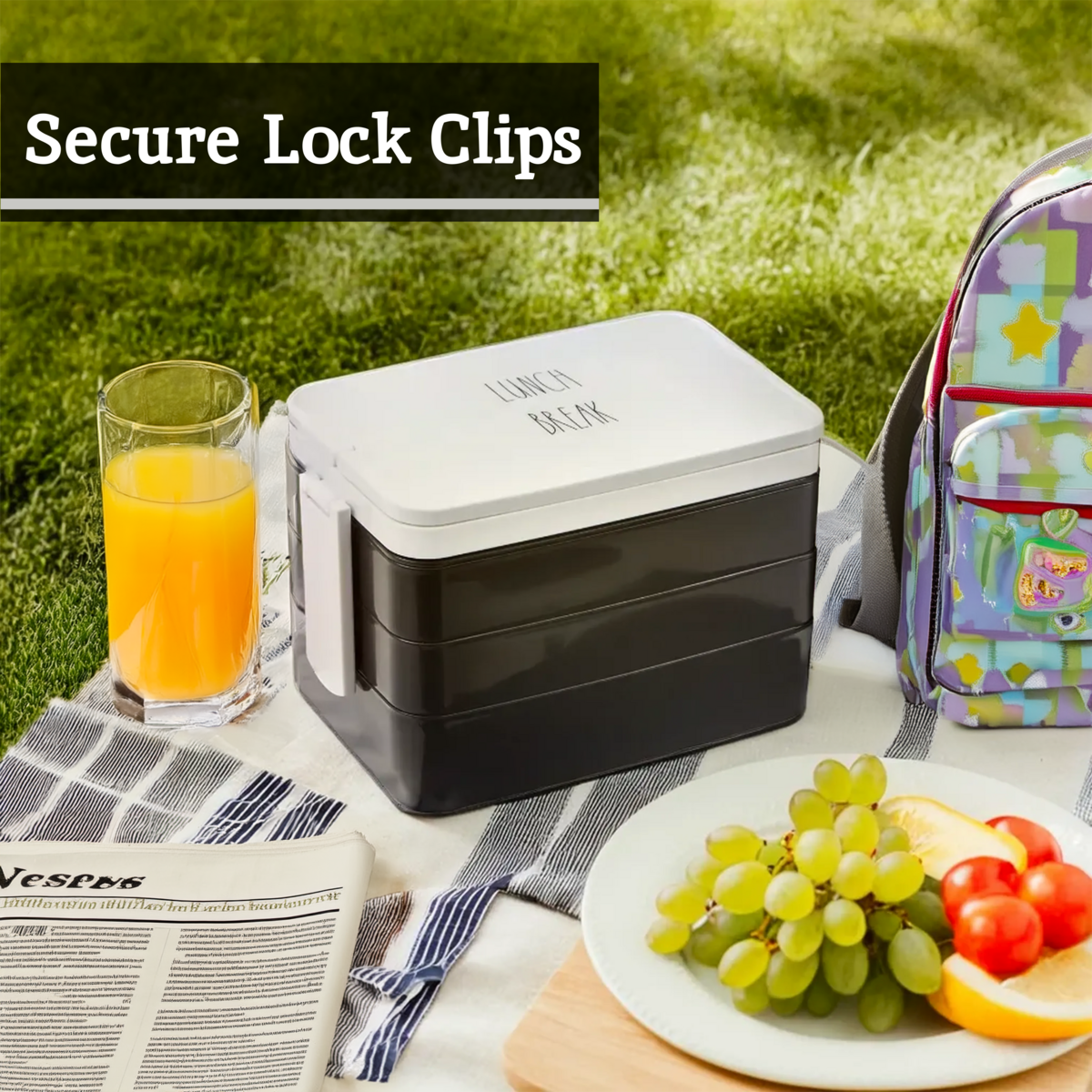 Black Lunch Box with Cutlery | Grub Tub