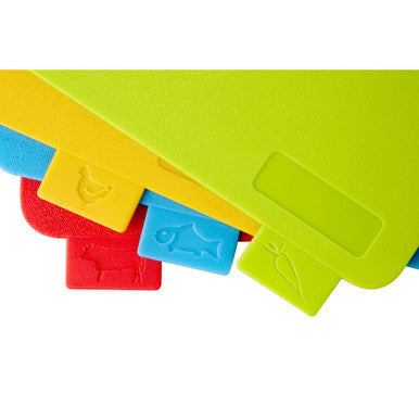 Dahra Set of 4 Colourful Chopping Boards with Stand