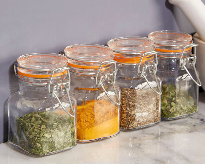 Luca Set Of 4 Luca Clip Top Lid Glass Jars