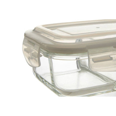Freska 3 Section Rectangular Glass Container With Lid 1040 Ml