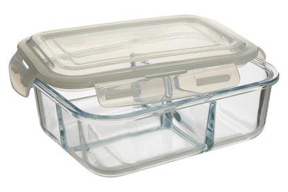 Freska 3 Section Rectangular Glass Container With Lid 1520 Ml