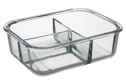 Freska 3 Section Rectangular Glass Container With Lid 1520 Ml