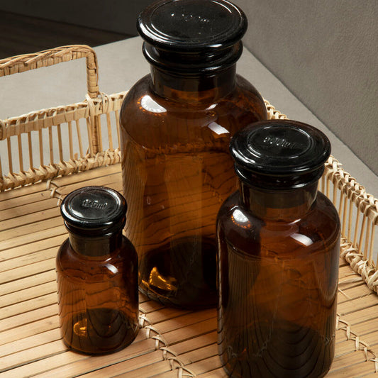 Apothecary Black Glass Reagent Bottle