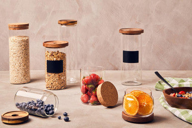 Freska Glass Jar with Acacia Wood Lid 1600ml