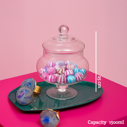 Olivia Clear Glass Candy Small Storage Jar