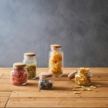 Luca Square 500Ml Glass Jar With Wooden Lid