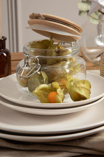 Luca Square 800Ml Glass Jar With Wooden Lid