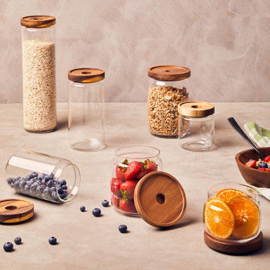 Glass Storage Jar with Acacia Lid 1260 Ml | Tromso