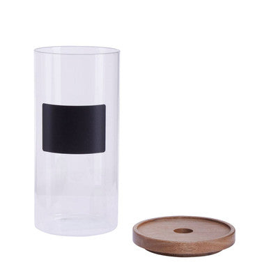 Tromso Glass Storage Jar with Acacia Lid and Chalkboard 1300 ml