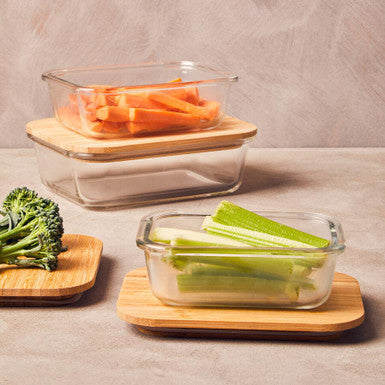 Freska 640Ml Glass Container With Bamboo Lid