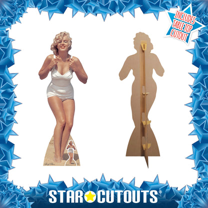 Marilyn Monroe White Swim Suit Cardboard Cut Out Height 172cm
