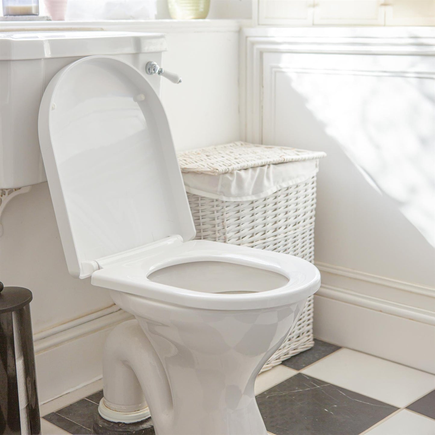 White Square Antibacterial Soft Close Standard Toilet Seat