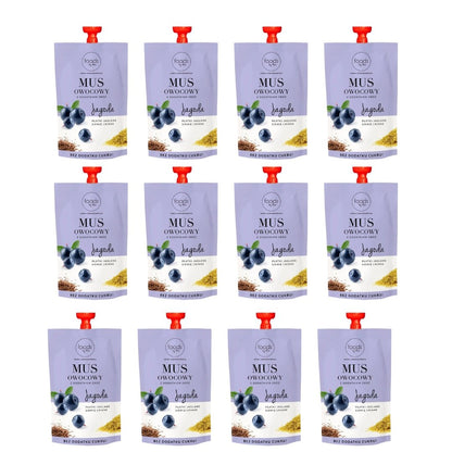 Fruit puree with cereals blueberry & millet flakes & linseed 100g