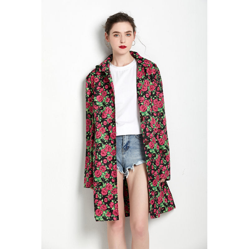 Rose Trench Coat Mid-length Women