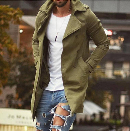 Mid-length slim-fit plus size trench coat