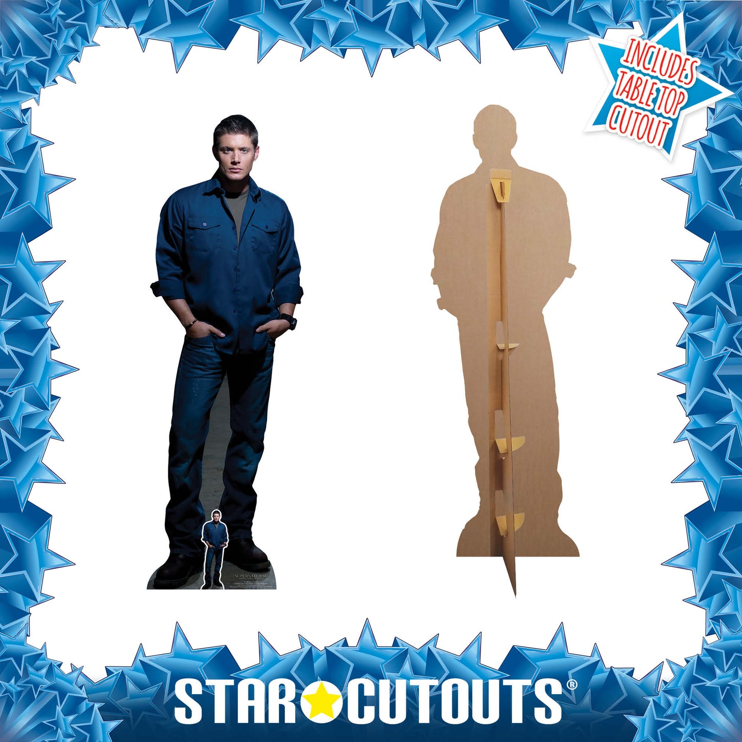 SC1349 Dean Winchester Blue Shirt Jeans (Jensen Ackles Supernatural) Cardboard Cut Out Height 186cm