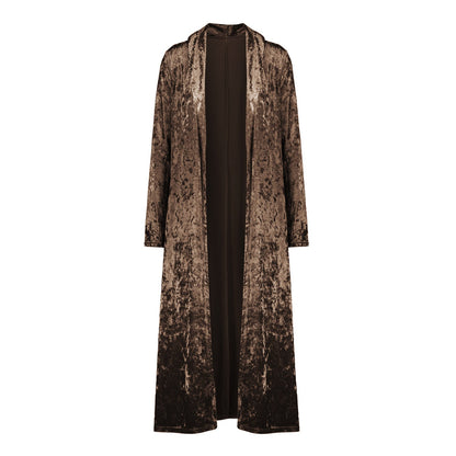 Long sleeve plus length velvet trench coat