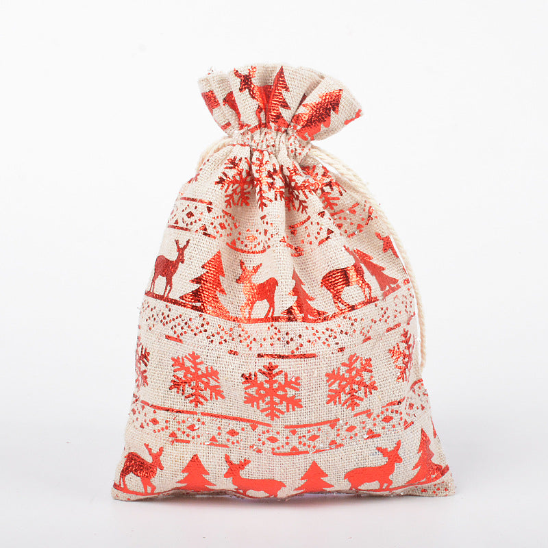 Snowflake Elk Candy Cotton Linen Packaging Bag