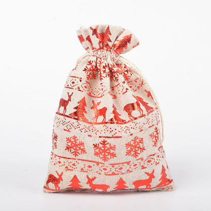 Snowflake Elk Candy Cotton Linen Packaging Bag