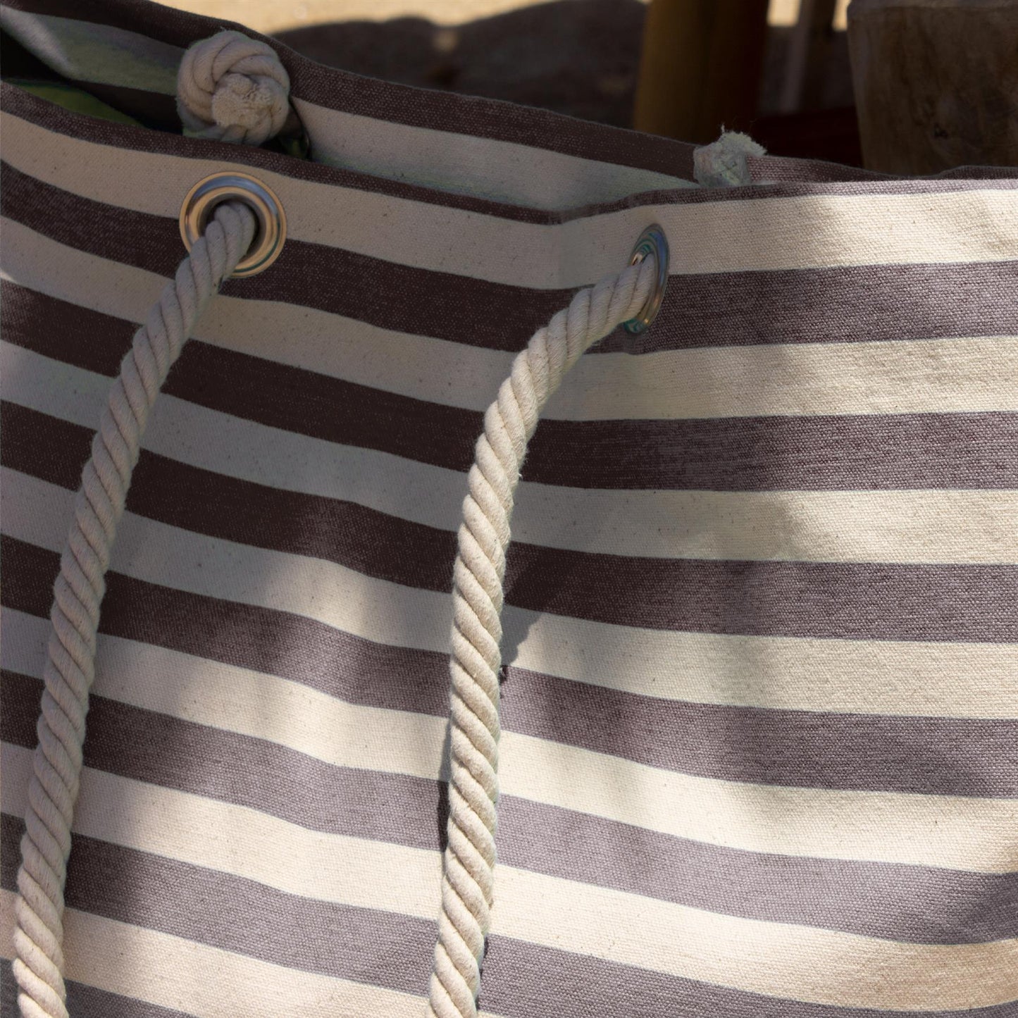 Large Striped Canvas Tote Beach Bag