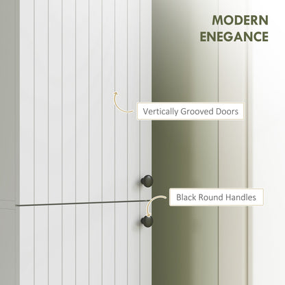 HOMCOM Wall Mounted Tall Bathroom Storage Cabinet with Soft-Close Hinges, Slim Bathroom Cabinet with 2 Doors, White