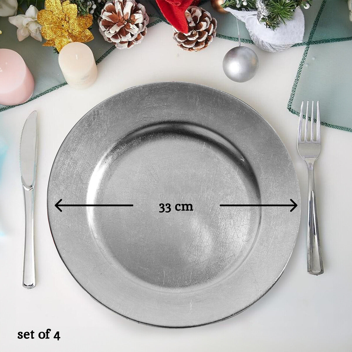 Dia Silver Finish Charger Plate