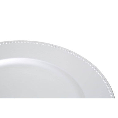Dia Silver Charger Plate With Dotted Rim