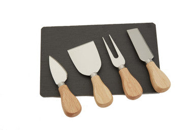 Carter Slate Board And 4 Piece Cheese Knife Set