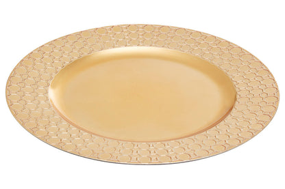 Dia Gold Charger Plate With Octagon Pattern Rim
