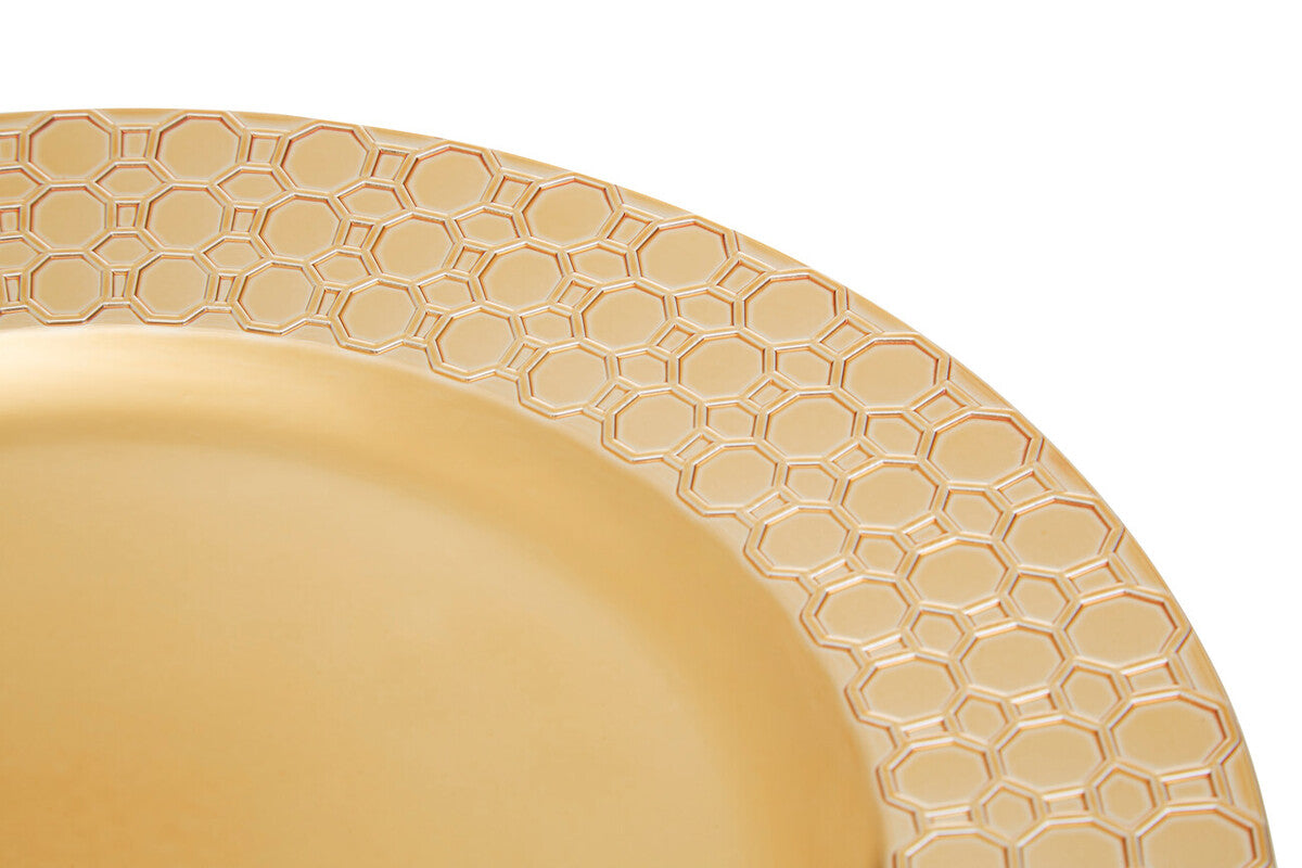 Dia Gold Charger Plate With Octagon Pattern Rim