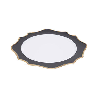 Dia White And Black Scalloped Charger Plate