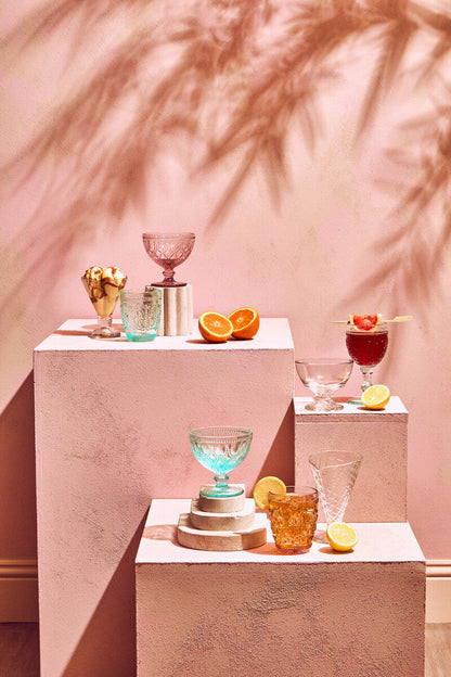 Fleur Set Of Four Pink and Blue Glass Tumblers