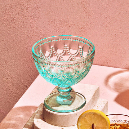 Fleur Set Of Two Blue Glass Sundae Dishes